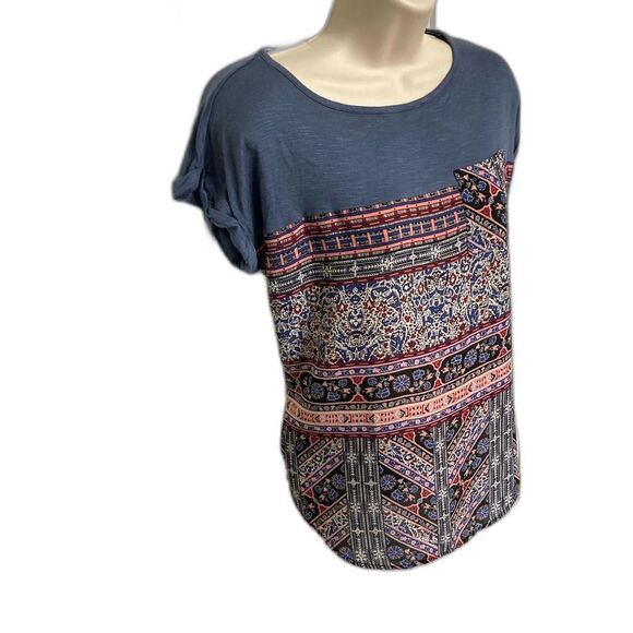 KNOX ROSE Patch Front Pocket Blouse Aztec Boho Womens Extra Small XS - Picture 2 of 14